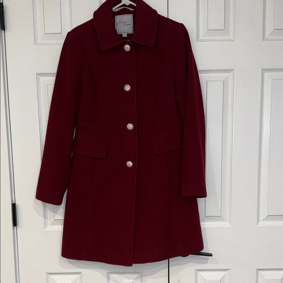 Lady day coat with jeweled buttons Wool Blend Coat size S - Picture 2 of 10